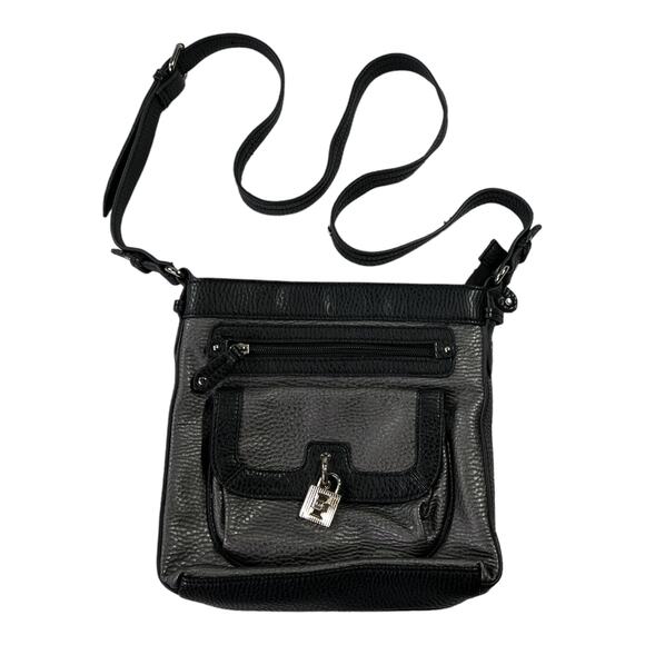 Chaps Crossbody Shoulder Bag Adjustable Strap Black & Gray - Picture 1 of 11